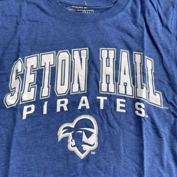 SETON HALL Pirates T-Shirt Size Small Blue NEW College Shirt Casual Comfort - Picture 2 of 4